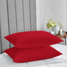 (Red, 2 x Pillow Cases) Plain Duvet Quilt Cover Bedding Set & Pillowcases Pair