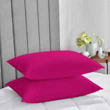 (Pink, 2 x Pillow Cases) Plain Duvet Quilt Cover Bedding Set & Pillowcases Pair
