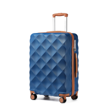 (Navy/Brown, 28 Inch) 1 to 4 Pcs ABS Hard Shell Travel Suitcase with TSA Lock