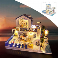 DIY Creative Doll House with Furniture Kits Wooden Romantic LED Light Apartment 3D Puzzle for Girls Toy
