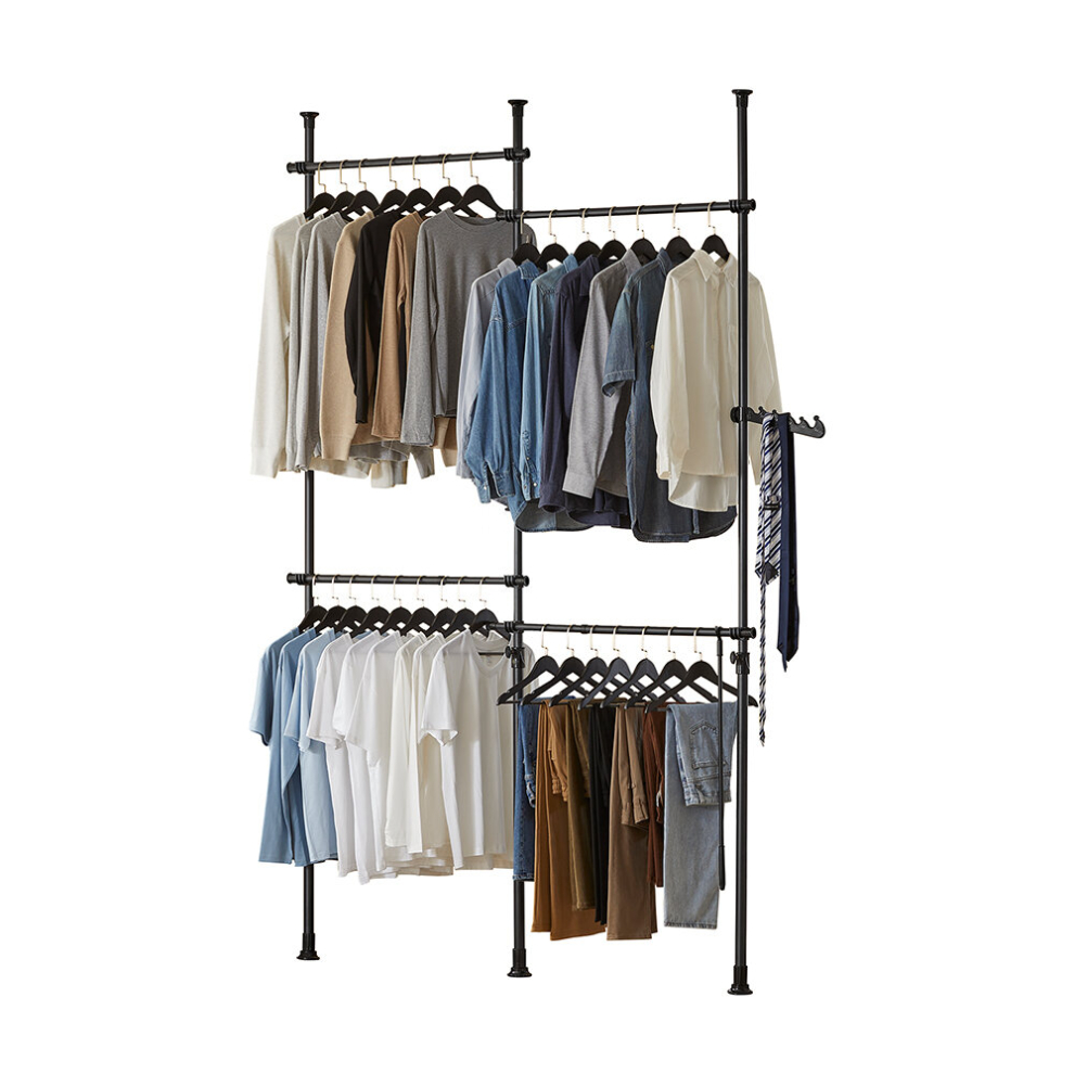 SoBuy® KLS03-SCH, Adjustable Wardrobe Organiser Clothes Shelf Hanging Rail