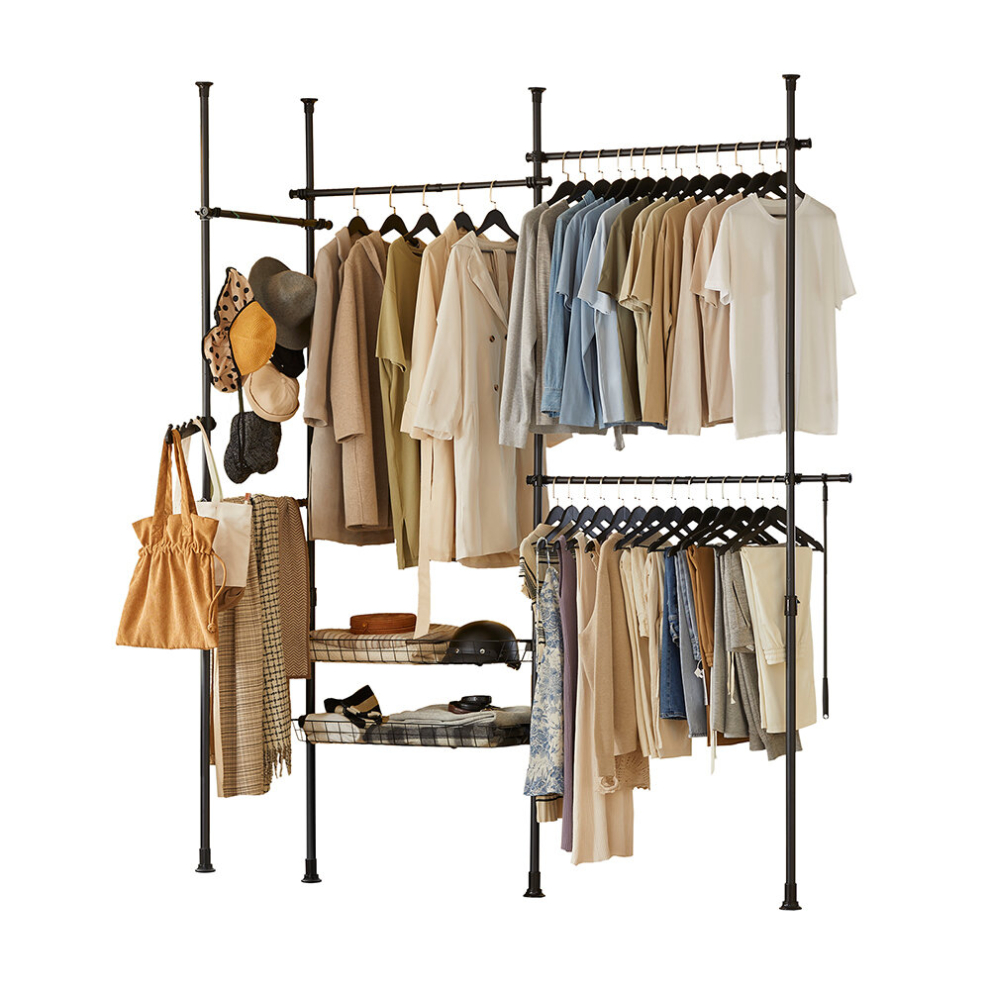 SoBuy® KLS04-SCH, Adjustable Wardrobe Organiser Clothes Hanging Rail