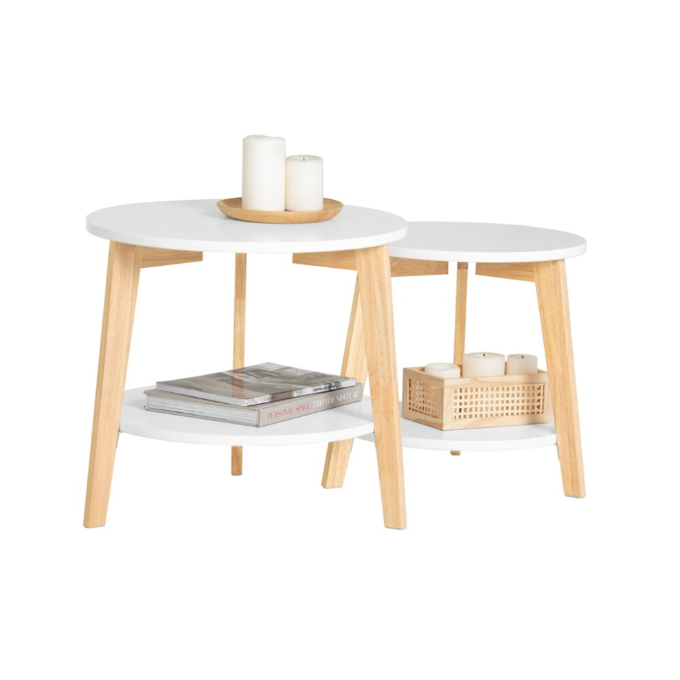 SoBuy® FBT75-W, Nesting Tables Set of 2 Side Tables Living Room Tables