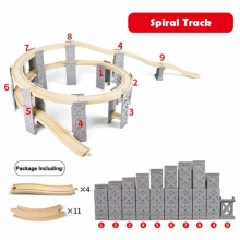 Childrens Wooden Bulk Track Train Set Classic Toys Race Railway Play Wooden Track Overpass Scene Bridge for Kids Gift
