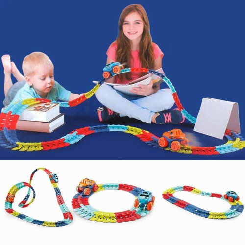 Railway Track Set Plastic Model Train Set Hand-eye Coordination Educational DIY Bend Flexible Race Track 1