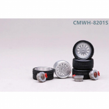 CM Model 1/64 Alloy Metal Wheels Rubber Tires Rims Replace Modified Parts JDM Style for Model Car Vehicle 4pcs Set Part 1