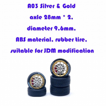 CM Model 1/64 ABS Wheels Rubber Tires Rims Replace Modified Parts JDM Style for Model Car Vehicle 4pcs Set