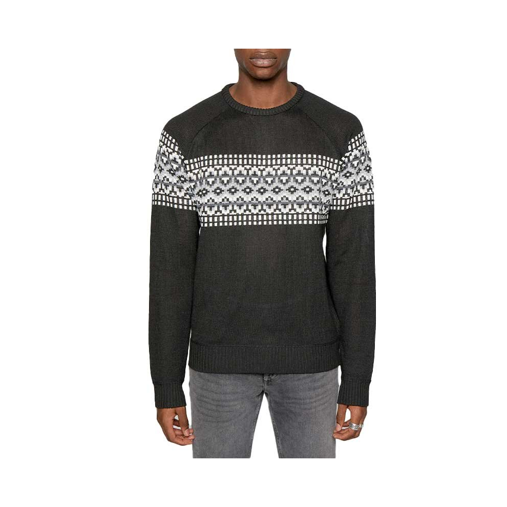 (Jet Black, S) BRAVE SOUL Mens Jumper Funnel Neck Knitted Sweater