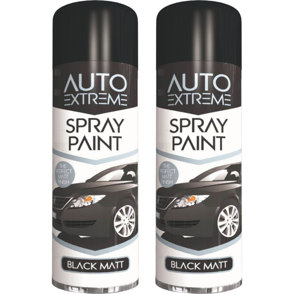 2 x 250ml Auto Extreme Black Matt Spray Paint, Perfect Matt Finish