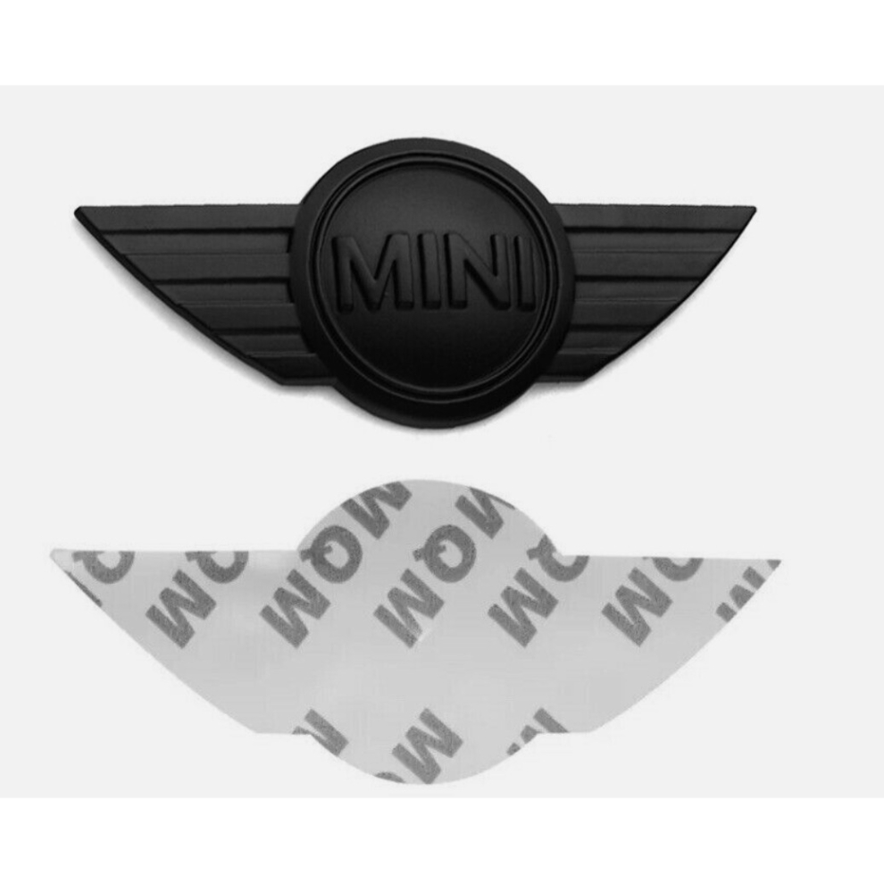 For Mini Badge Logo Front Bonnet Matt Black Metal Stick On Emblem Cooper NEW