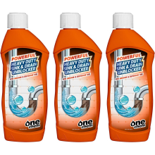 One Chem Heavy Duty Sink and Drain Unblocker 3 x 500 ml