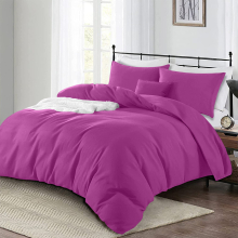 (Single: (137 x 200) cm., Purple) Duvet Quilt Cover Bedding Set Plain with Pillowcases Pair