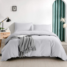 (Single: (137 x 200) cm., Silver) Duvet Quilt Cover Bedding Set Plain with Pillowcases Pair