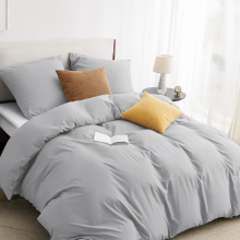 (King: (230 x 220) cm, Silver) Duvet Quilt Cover Bedding Set Plain with Pillowcases Pair