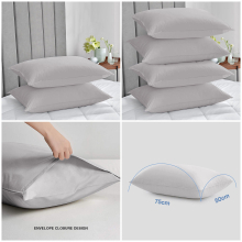 (Pillowcases Pair: (50 X 75) cm, Silver) Duvet Quilt Cover Bedding Set Plain with Pillowcases Pair