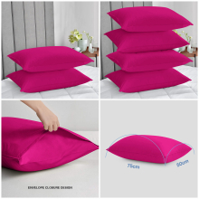 (Pillowcases Pair: (50 X 75) cm, Pink) Duvet Quilt Cover Bedding Set Plain with Pillowcases Pair