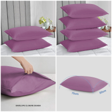 (Pillowcases Pair: (50 X 75) cm, Purple) Duvet Quilt Cover Bedding Set Plain with Pillowcases Pair