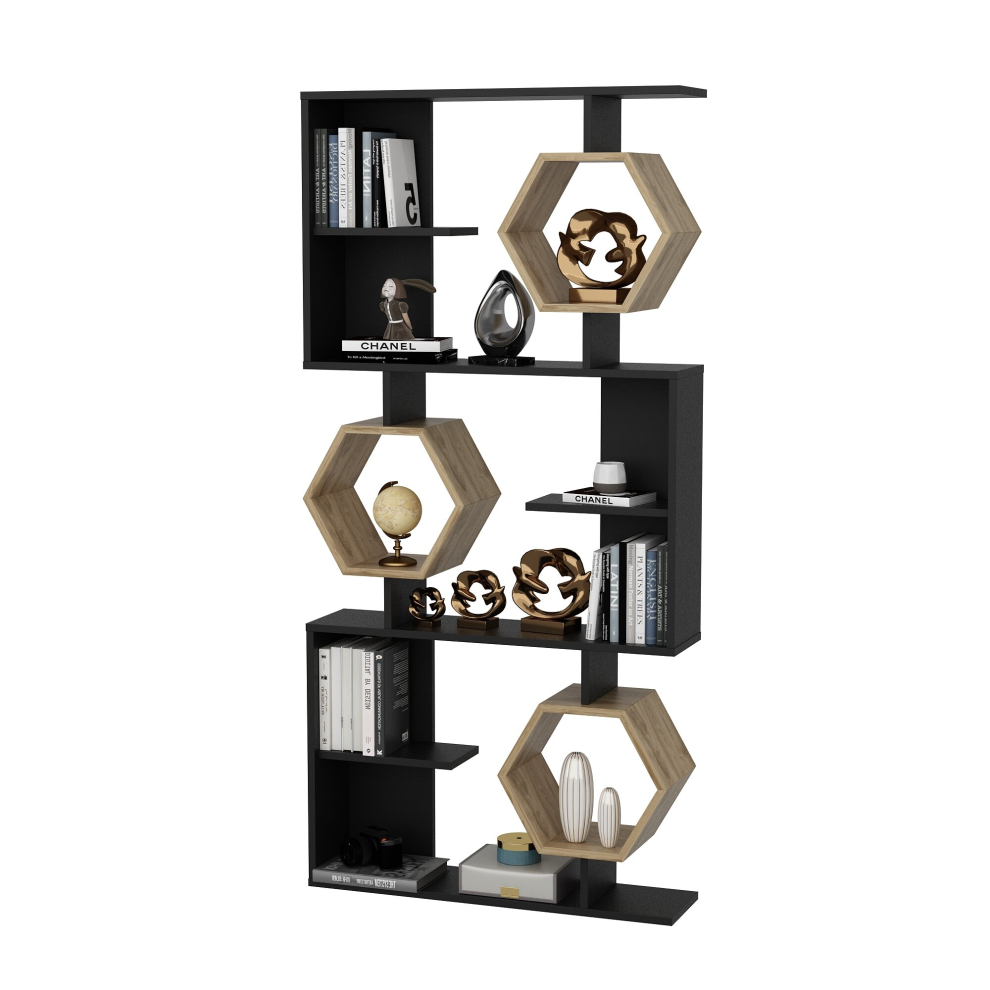 (Black and Oud) Decorotika Darla 6-tier Bookcase Bookshelf