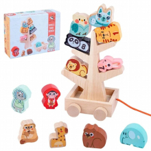 Toddlers Animal Stacking Game Wooden Blocks Toy Fine Motor Training Balance Game Montessori Educational Toys Gift For Children