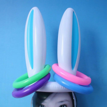 Easter Game PVC Inflatable Easter Rabbit Ears Hat Ring Toss for Kids Birthday Party Gift Easter Outdoor Decoration Inflated Toys
