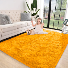 (Yellow/ Ochre) Large Rugs Soft Fluffy Carpet Non-Slip Shaggy Rug
