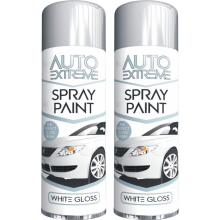 2 x 250ml AX WHITE GLOSS Spray Paint Aerosol Auto Extreme Car Van Bike