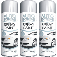 3 x 250ml WHITE GLOSS Spray Paint Aerosol Auto Extreme Car Van Bike