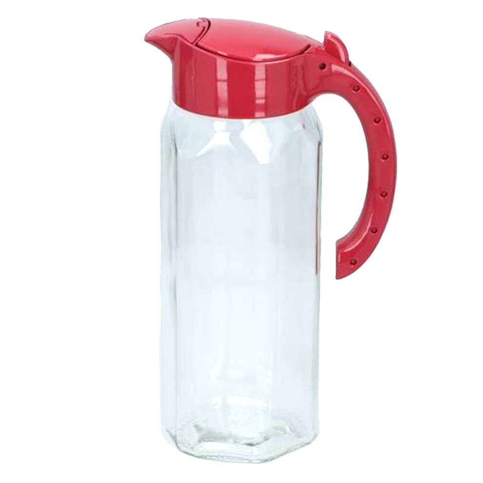 (Glass Pitcher Water Jug With Lid Cocktail Fridge 1.5L Juice Drinks With Handle) Glass Pitcher Water Jug With Lid Fridge 1.5L