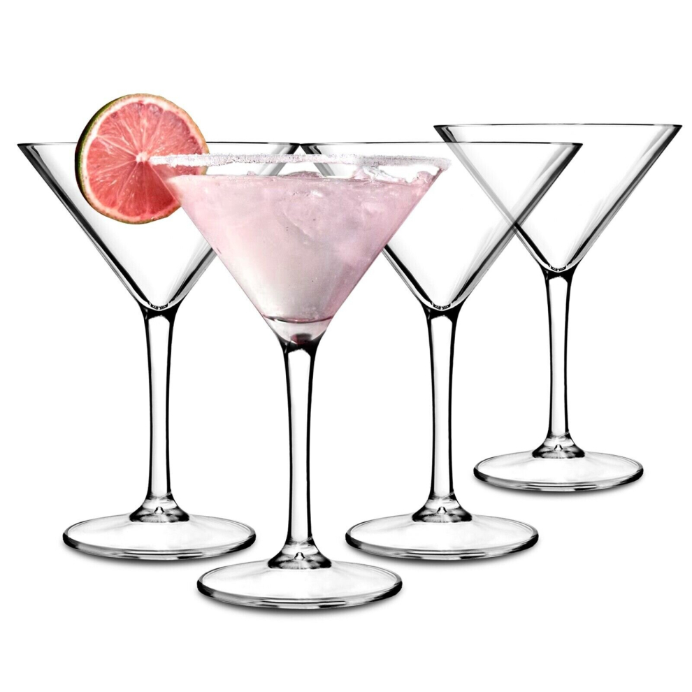 Martini Glasses 220ml Set of 4 Cocktail Party Drinking Glasses Clear