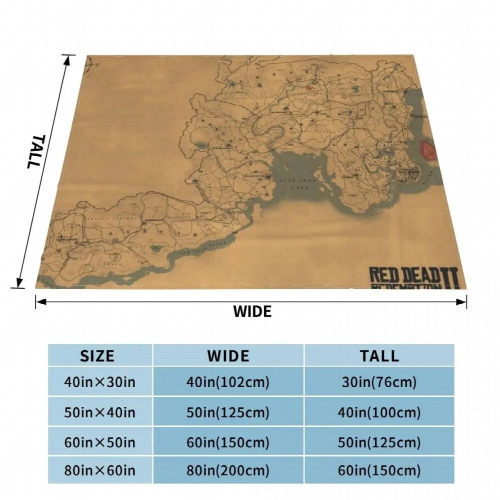 Red Dead Redemption 2 Map Poster - RDR2 Map Throw Blanket throw blanket for sofa KidS Blanket 1