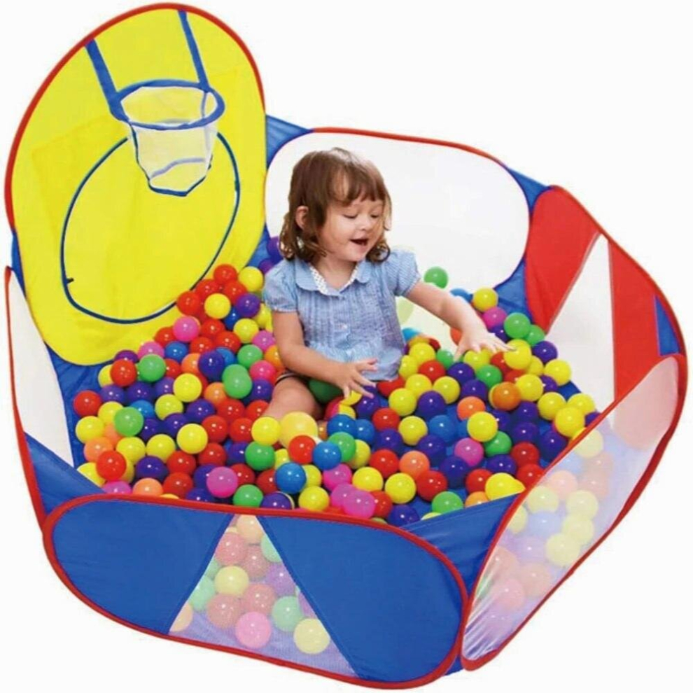 1.2M Portable Baby Ball Pool with Basket Foldable Childrens Play Tent Cartoon Ball Pit Pool In/Outdoor Sports Educational Toy