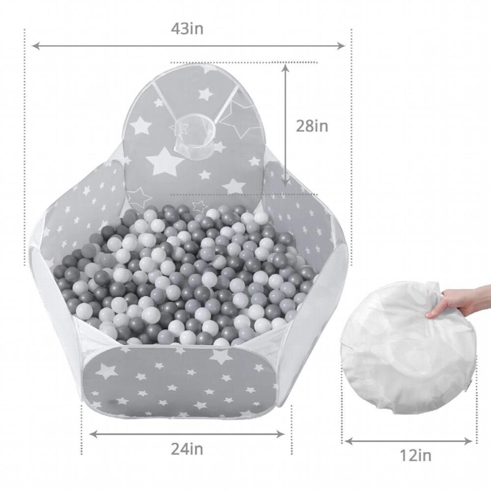 Foldable Ball Pit, Baby Pop-up Ball Pit Pool for Kids Toddlers Pets Play Tent with Hoop Indoor Outdoor Boys Girls