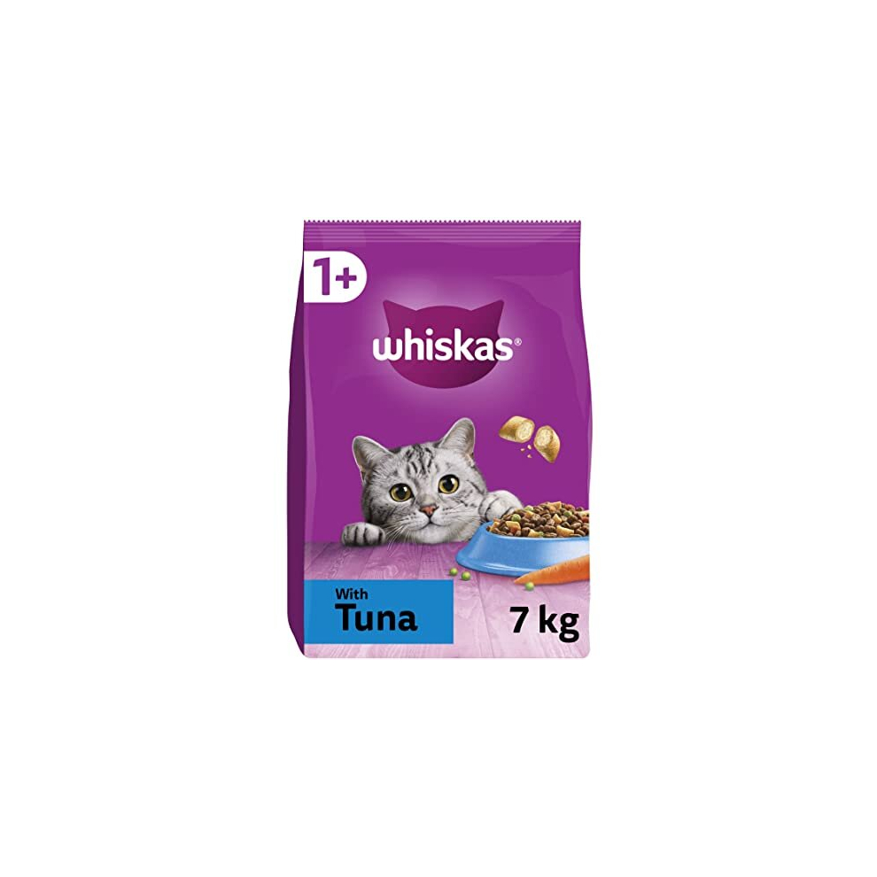 Whiskas 1+ Tuna 7Kg Bag, Adult Cat Dry Food - Pack May Vary