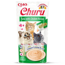 Ciao Churu Sticks by INABA Cat Treat - Tuna & Chicken Flavour 12 Pack (48x14g total) Soft & Creamy Cat Treat, Delicious & Healthy Snack, Squeezable