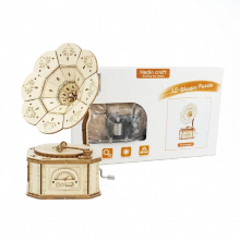 Phonograph 3D Wooden Puzzle Music Box DIY Mechanism Assembly Model Building Kit 3D Puzzle for Adult Home Decor Birthday Gift