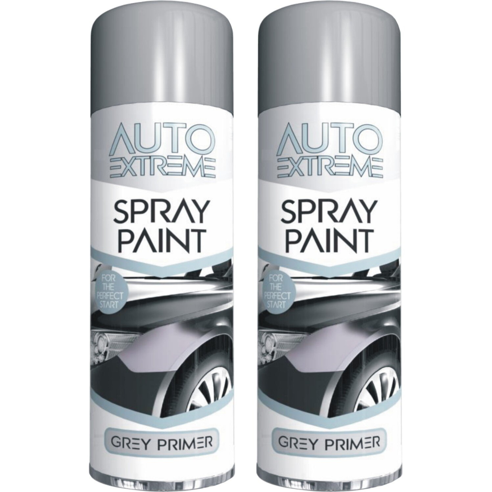 2 x 250ml Grey GLOSS Spray Paint Aerosol Auto Extreme Car Van Bike