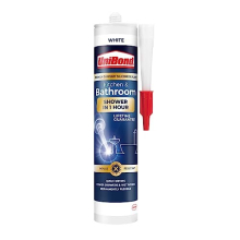 UniBond Speed Seal Sealant, Fast Drying White Silicone Sealant, Water & Mould-Resistant Bathroom Sealant, Bath Sealant for Hygienic Seals, 1x291g