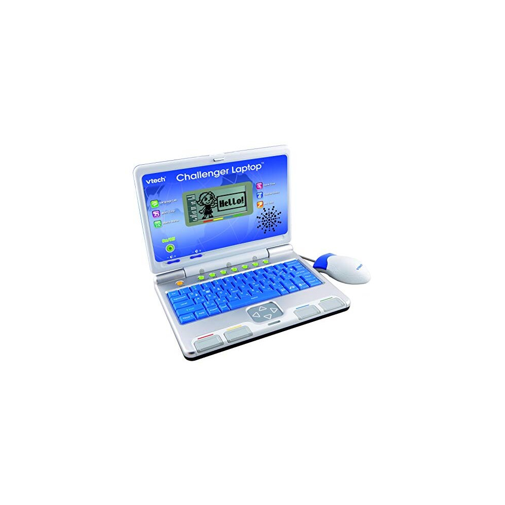Vtech Challenger Laptop, Kids Laptop With Vocabulary, Maths And French Learning Games, 2 Player Kids Computer, Educational Toy Computer For Blue