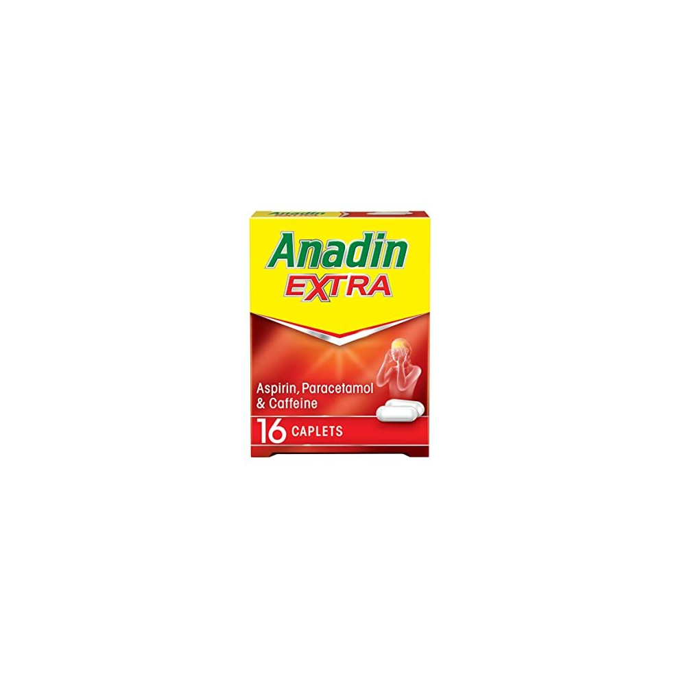 Anadin Extra Aspirin Paracetamol and Caffeine Caplets, Red, 16 count