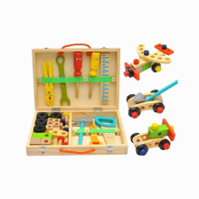 1Set Children Simulation Repair Tools Portable Toolbox Pretend Play Repair Tools Kit Wood Maintenance Tools Educational Toys