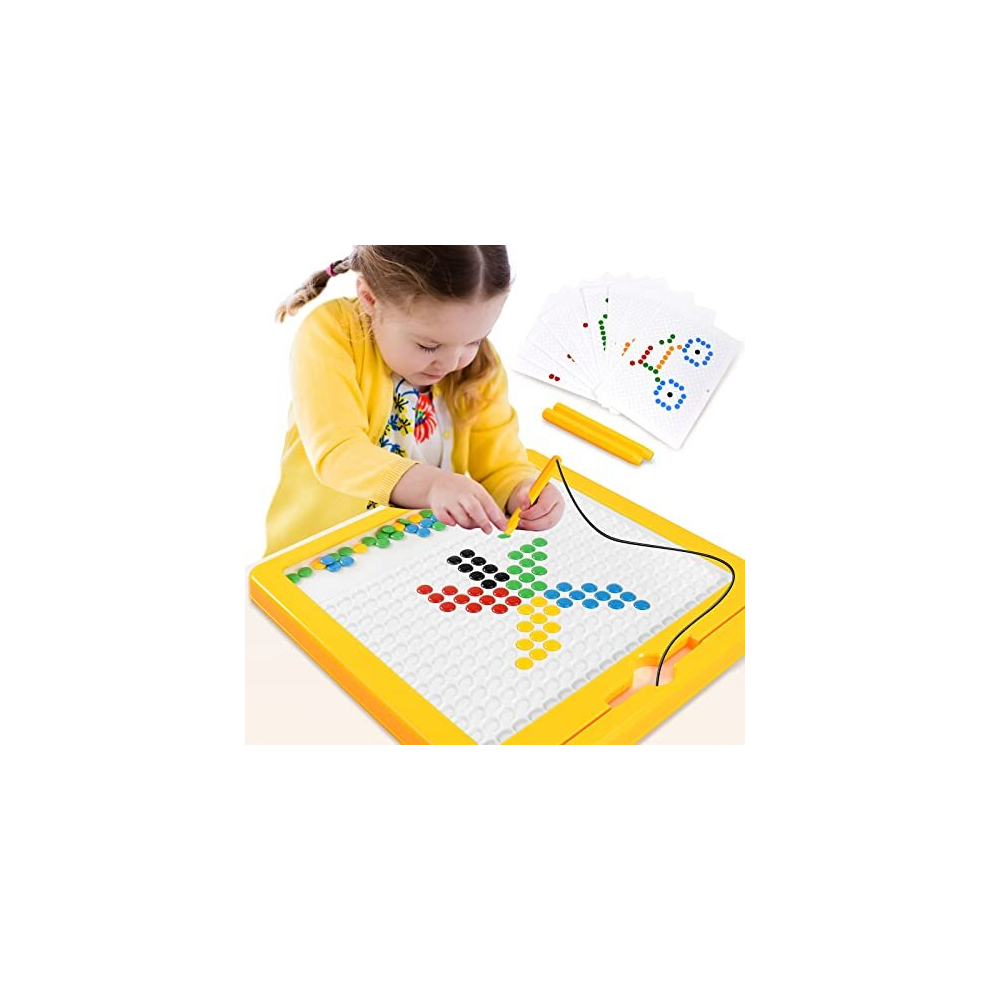 YYDeek Magnetic Drawing Board for Kids Ages 4-8, Magnet Doodle Board for Toddlers 1-3, Magnetic Dot Art with 2 Pens, 10 Double-sided Flash Cards and