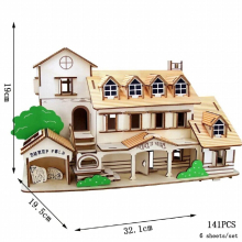 Wood 3D Wooden Puzzle DIY Doll House Villa Model Assembled Dollhouse Toys For Children Girls Gift