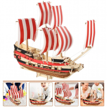 1 Set of Sailboat Puzzles 3D Wooden Puzzles Lifelike Sailboat Model Kit Sailboat Assemble Toys