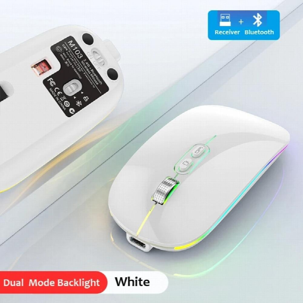 Dual Mode Bluetooth 2.4G Wireless Mouse One-Click Desktop Function Type-C Rechargeable Silent Backlight Mice For Laptop Pc 885677873351