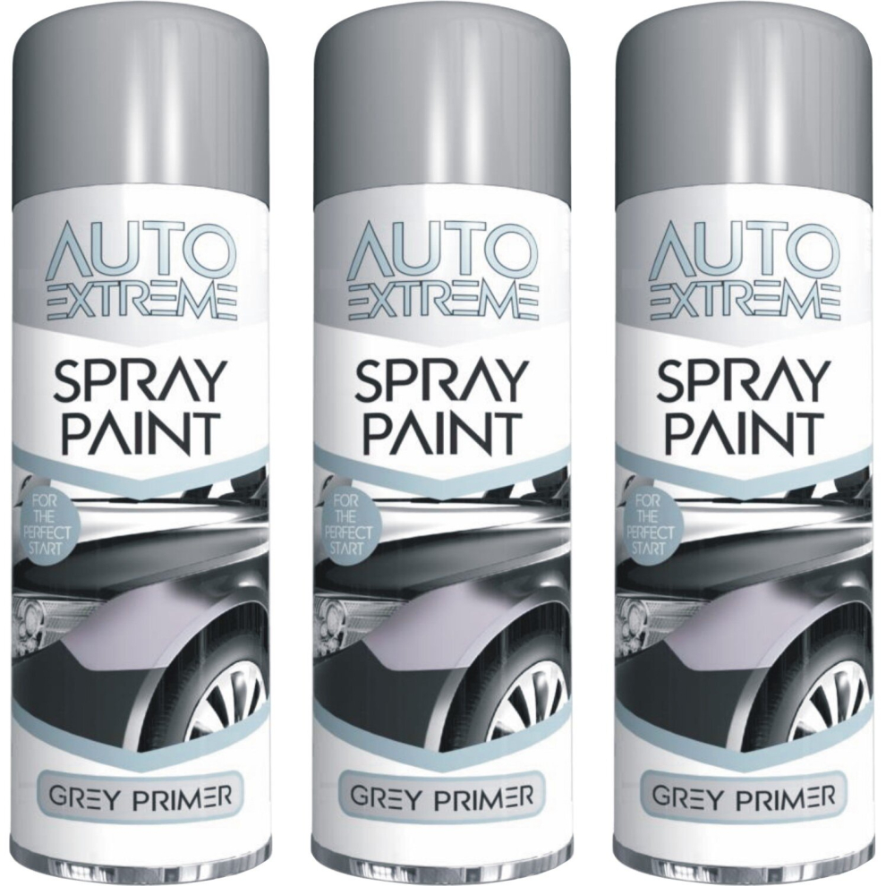 3 x 250ml Grey GLOSS Spray Paint Aerosol Auto Extreme Car Van Bike