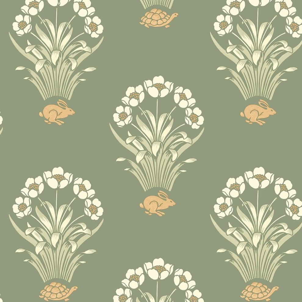Belgravia Decor Tortoise & Hare Sage Wallpaper 6655 5415058079796