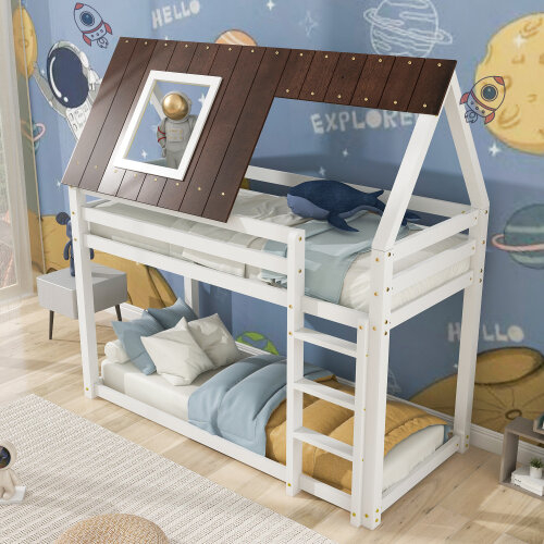 Kids Bunk Bed with 3stepladder with Fall Protection and Fences on OnBuy