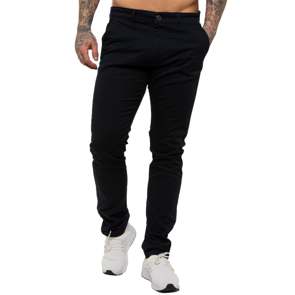 Ze Enzo (34W/30L, Navy) Enzo Mens Skinny Stretch Chinos Blue