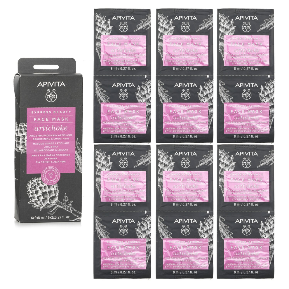 Apivita   - Express Beauty Face Mask With Artichoke AHA & PHA - Brightening & Smoothing 082253   - 6x(2x8ml)