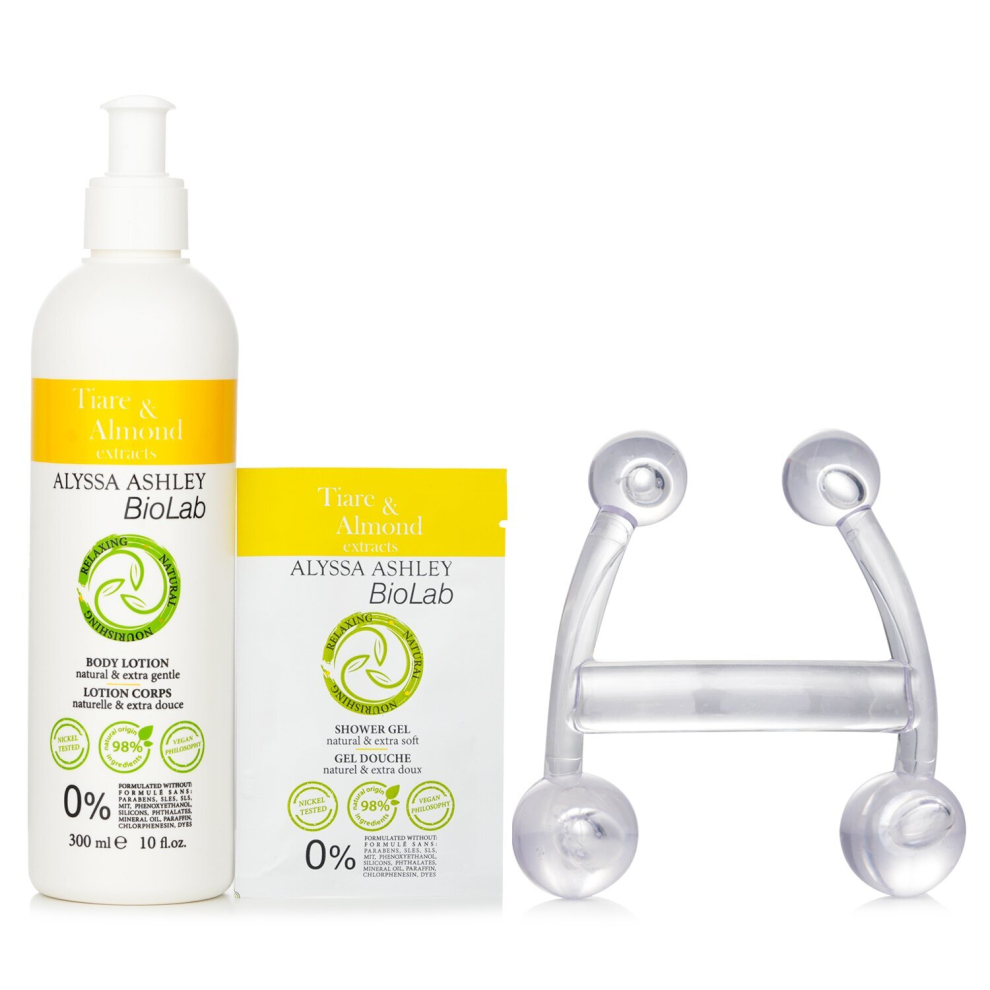 Alyssa Ashley - Biolab Tiare & Almond Body Lotion 300Ml/10Oz + Shower Gel 10Ml/0.34Oz + Massager 970010 - 3Pcs